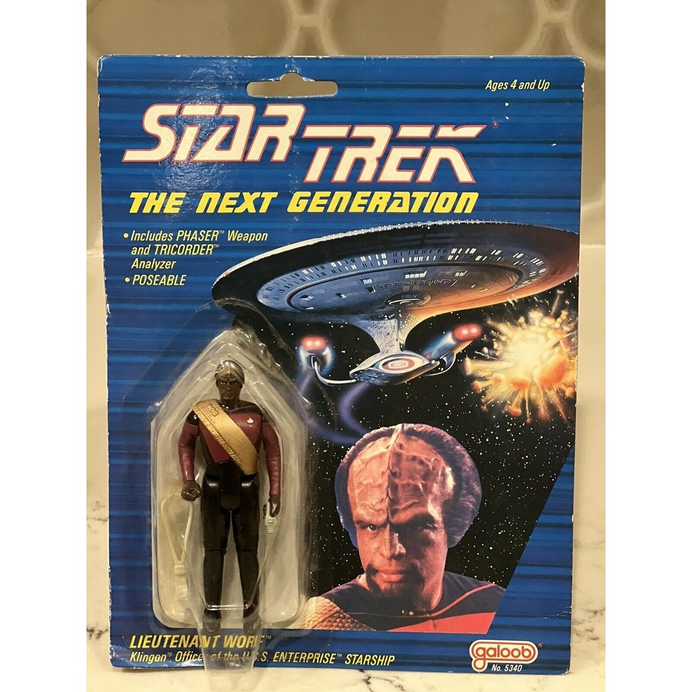 Vintage Star Trek The Next Generation 1988 Galoob MOC Lieutenant Worf